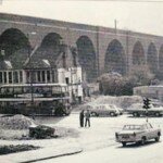 Thirteen arches - demolition begins for motorway 1968.